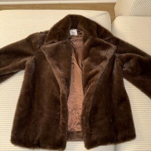 Reformation Brown Faux Fur Coat